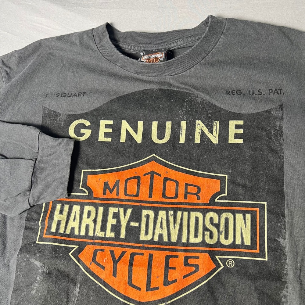 Harley Davidson Long Sleeve Shirt Mens Large Gray Genuine Oil Carson City 2009